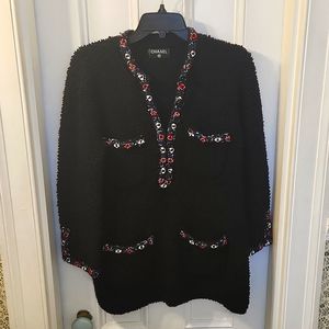 Chanel Black Knit Tunic Sweater